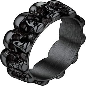 Bandmax Stainless Steel Skull Ring for Men Women, Retro Motorcycle Biker Rings